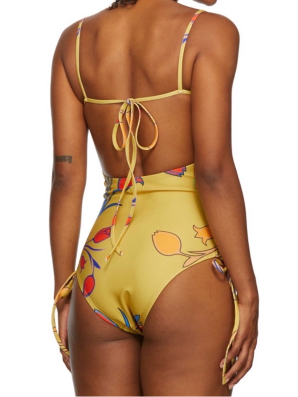 BARRAGÁN Yellow Peeka Floral Print One Piece Swimsuit NWT - Picture 6 of 6